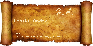 Heszky Andor névjegykártya